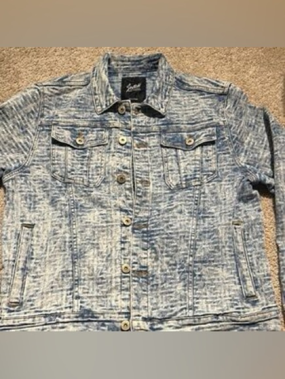 Switch Branded Acid-Wash Denim Jacket in Blue
